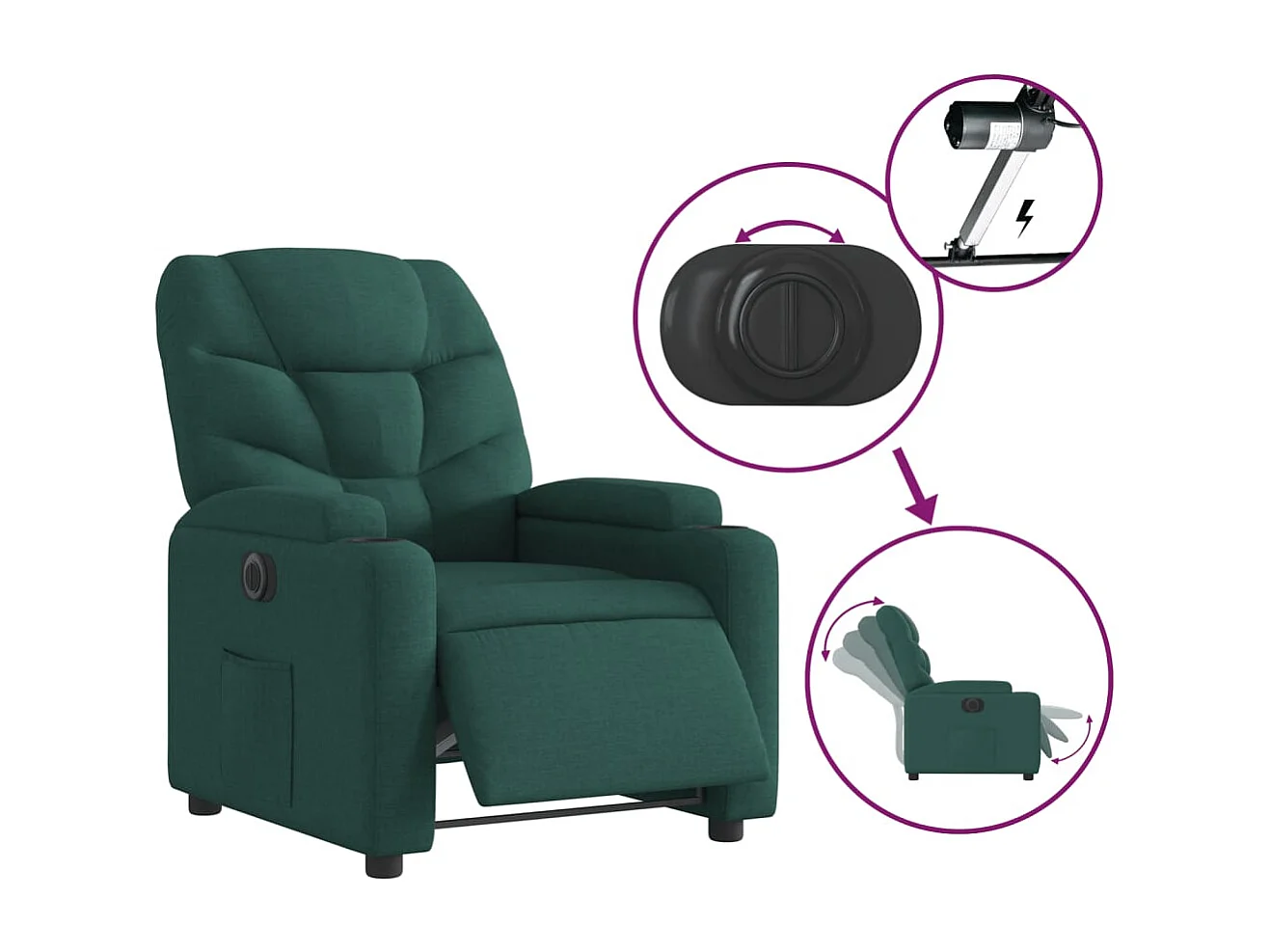 Fauteuil relax TV fonction tissu 74 x 89 x 100 cm DEC028605