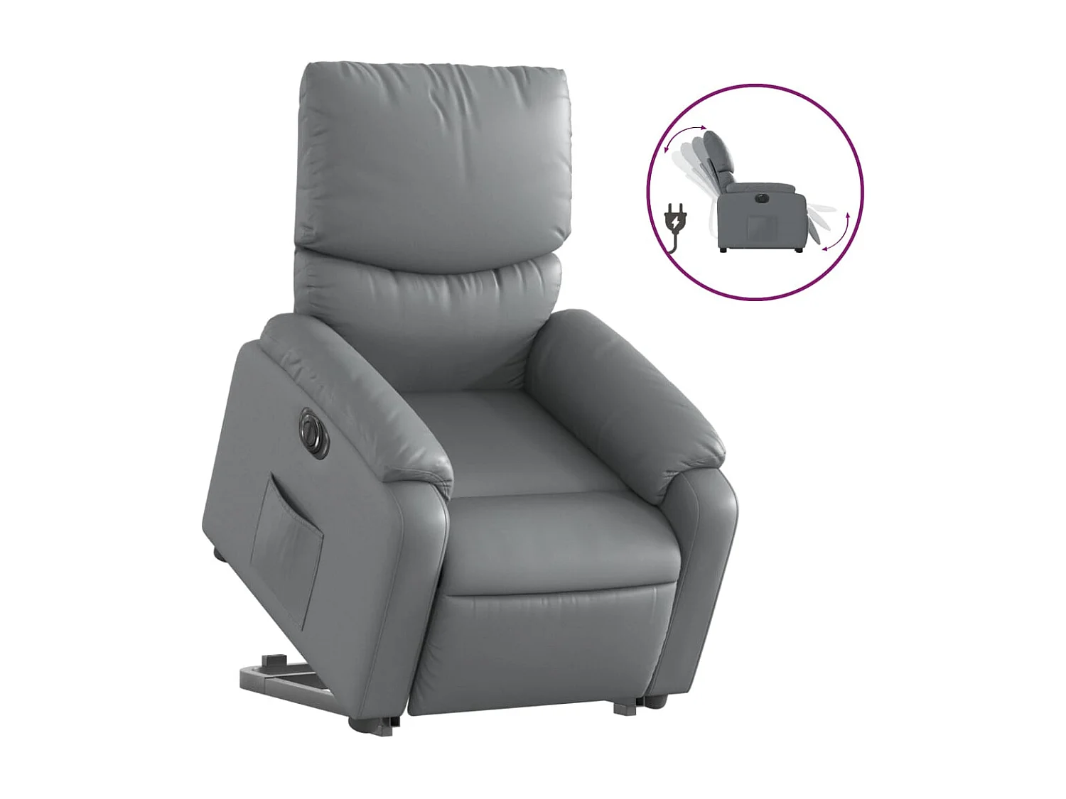 Fauteuil relax TV fonction PVC grise 75 x 99 x 99 cm DEC028378