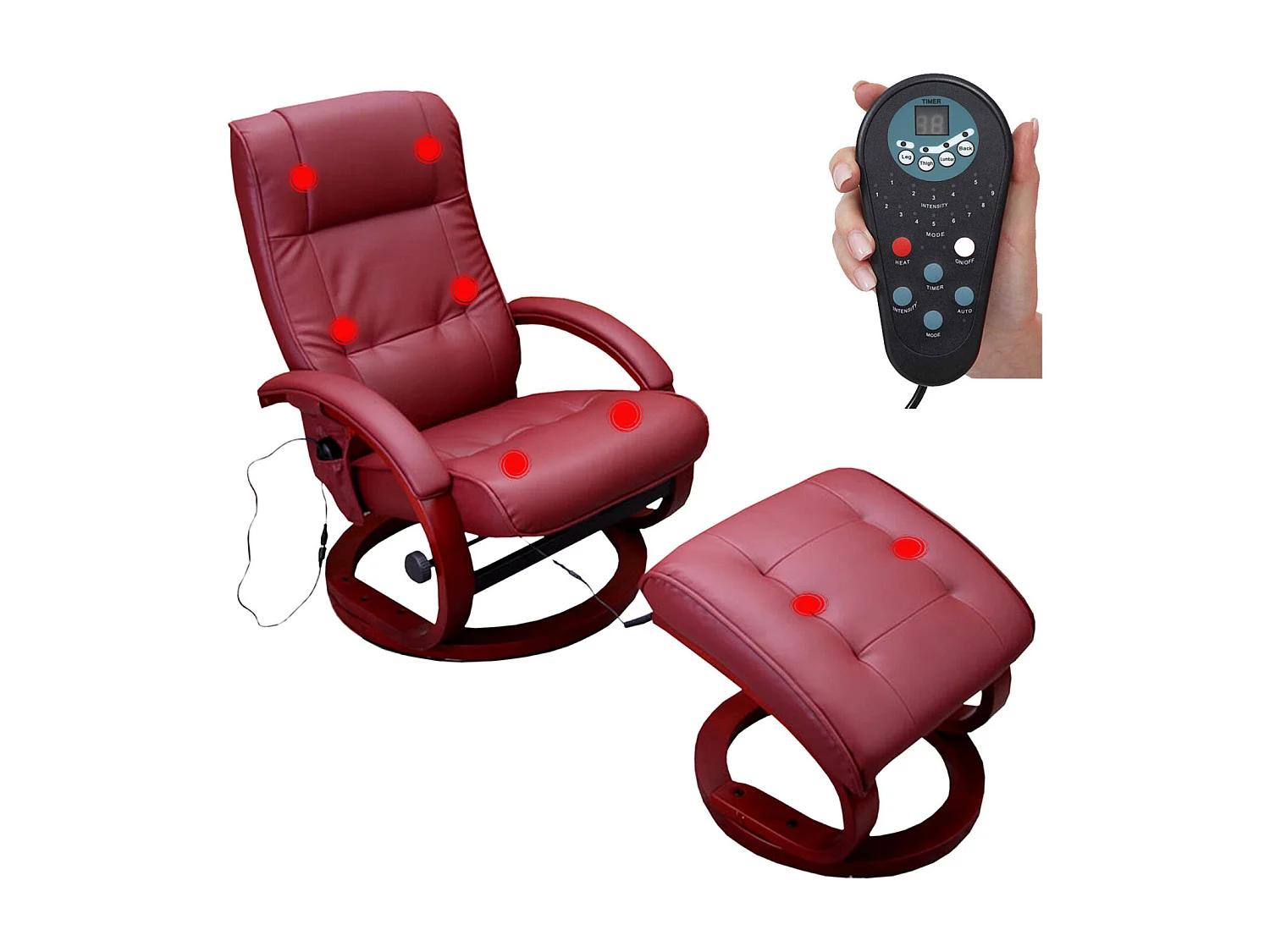 Fauteuil TV de massage bordeaux 66 x 89 x 98 cm 04_0002014