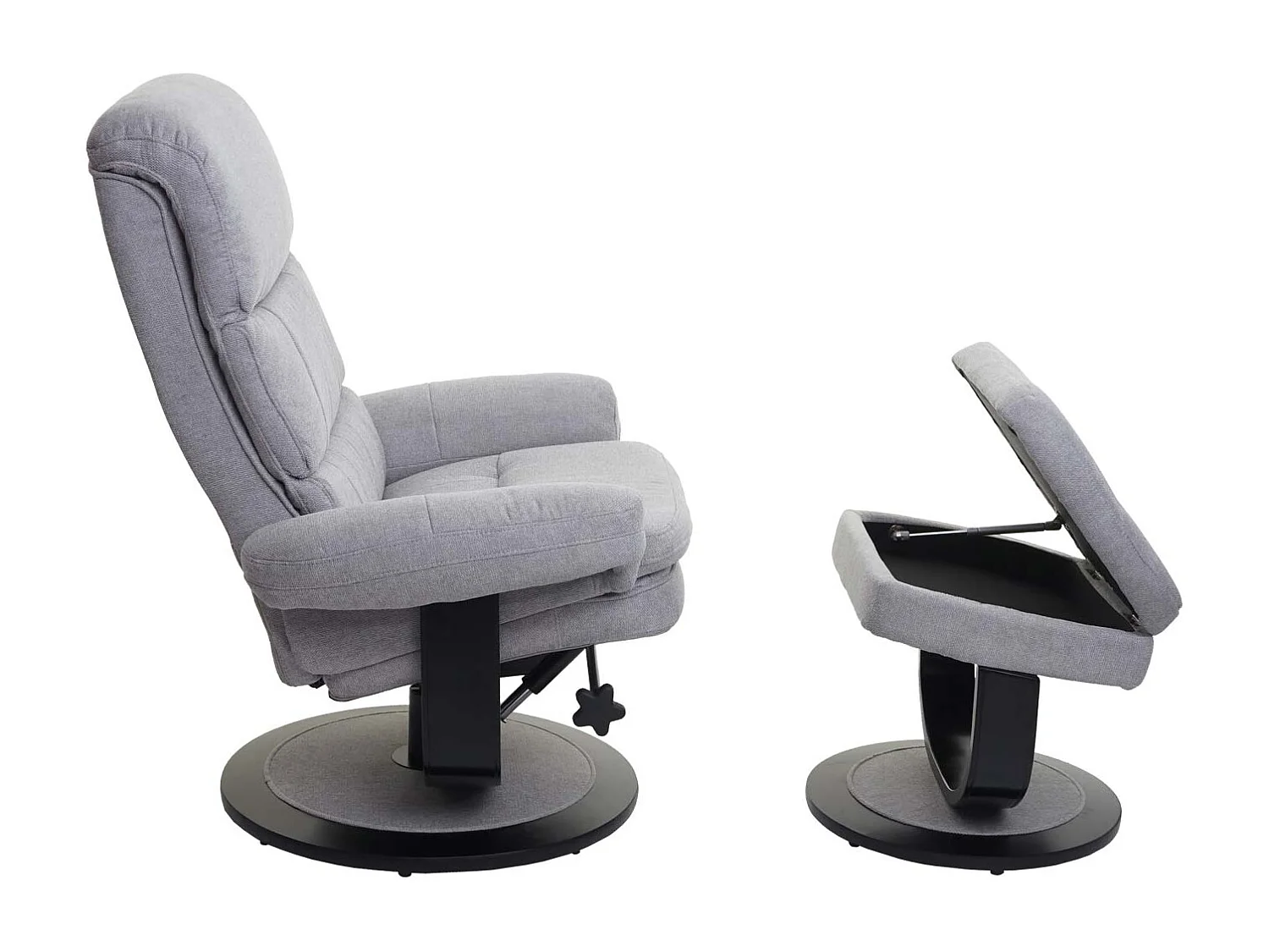 Fauteuil de relaxation TV tissu grise 84 x 120 x 107 cm 04_0001945