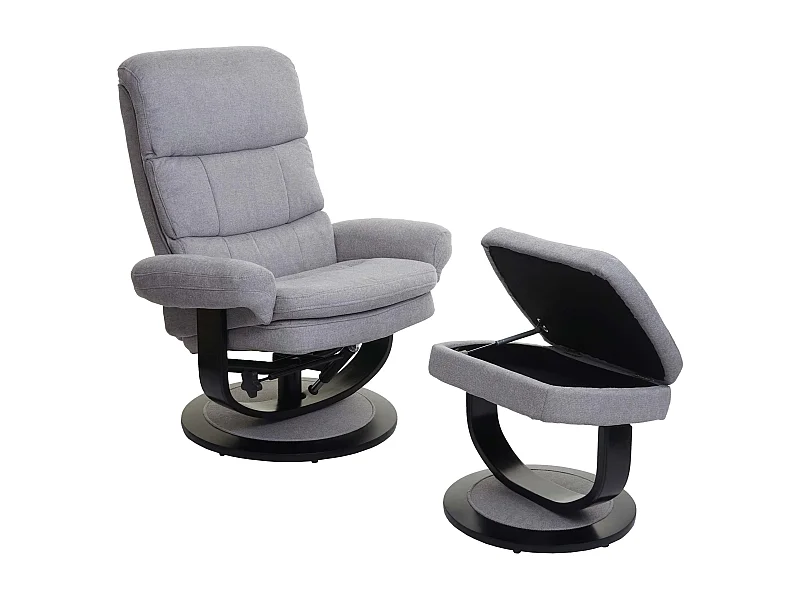 Fauteuil de relaxation TV tissu grise 84 x 120 x 107 cm 04_0001945