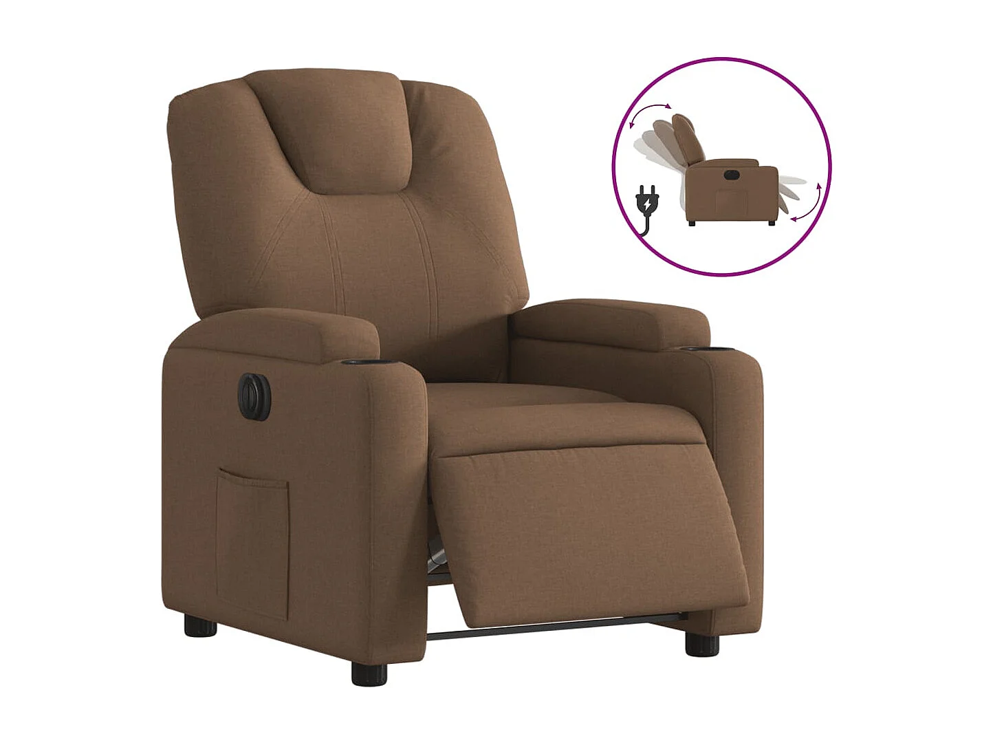 Fauteuil relax TV fonction tissu marron 74 x 88 x 97 cm DEC028443