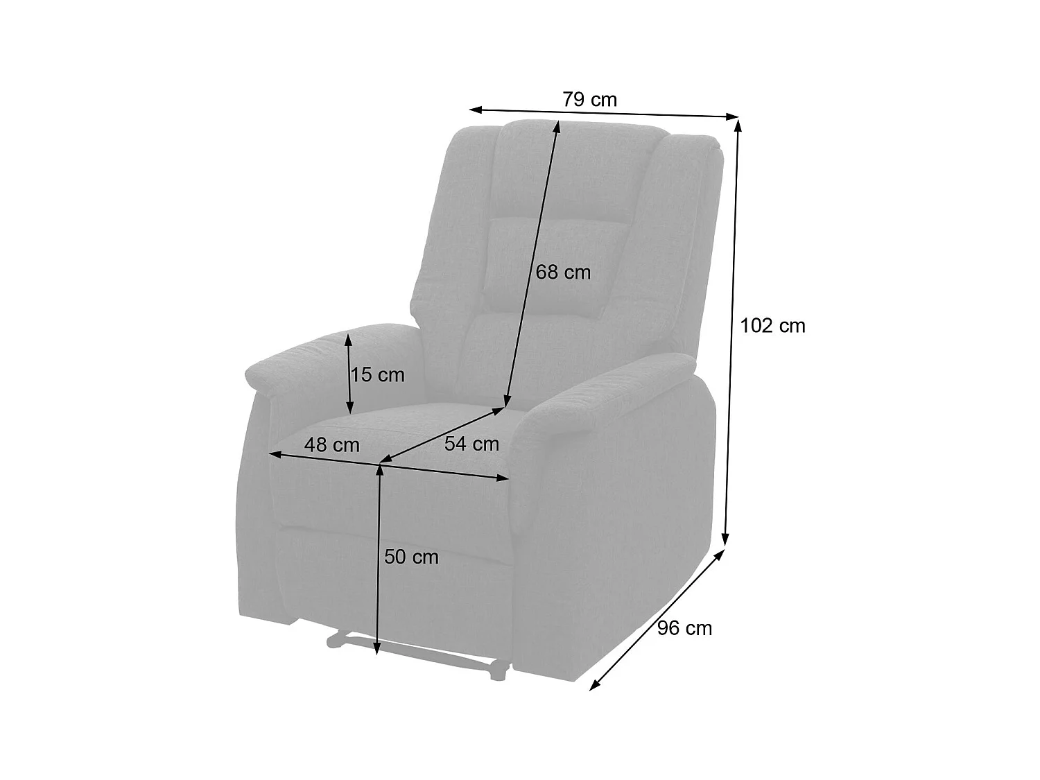 Fauteuil de massage repose-pieds tissu grise 79 x 96 x 102 cm 04_0006876