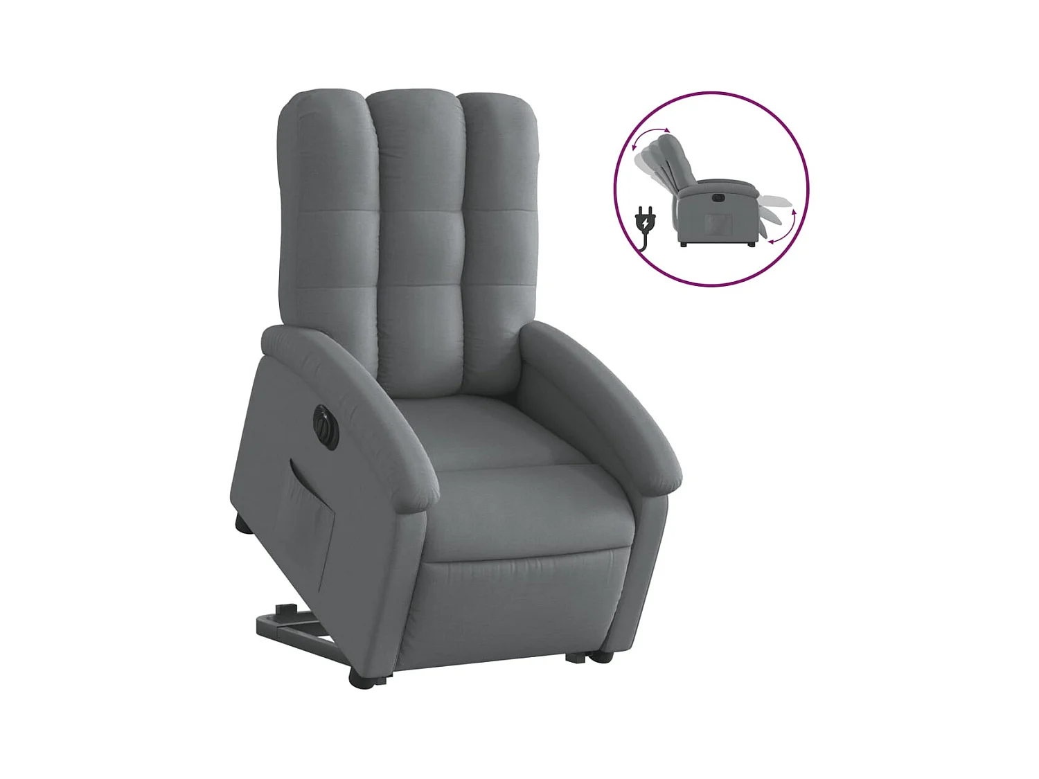 Fauteuil relax TV fonction tissu grise 70 x 93 x 101 cm DEC028342