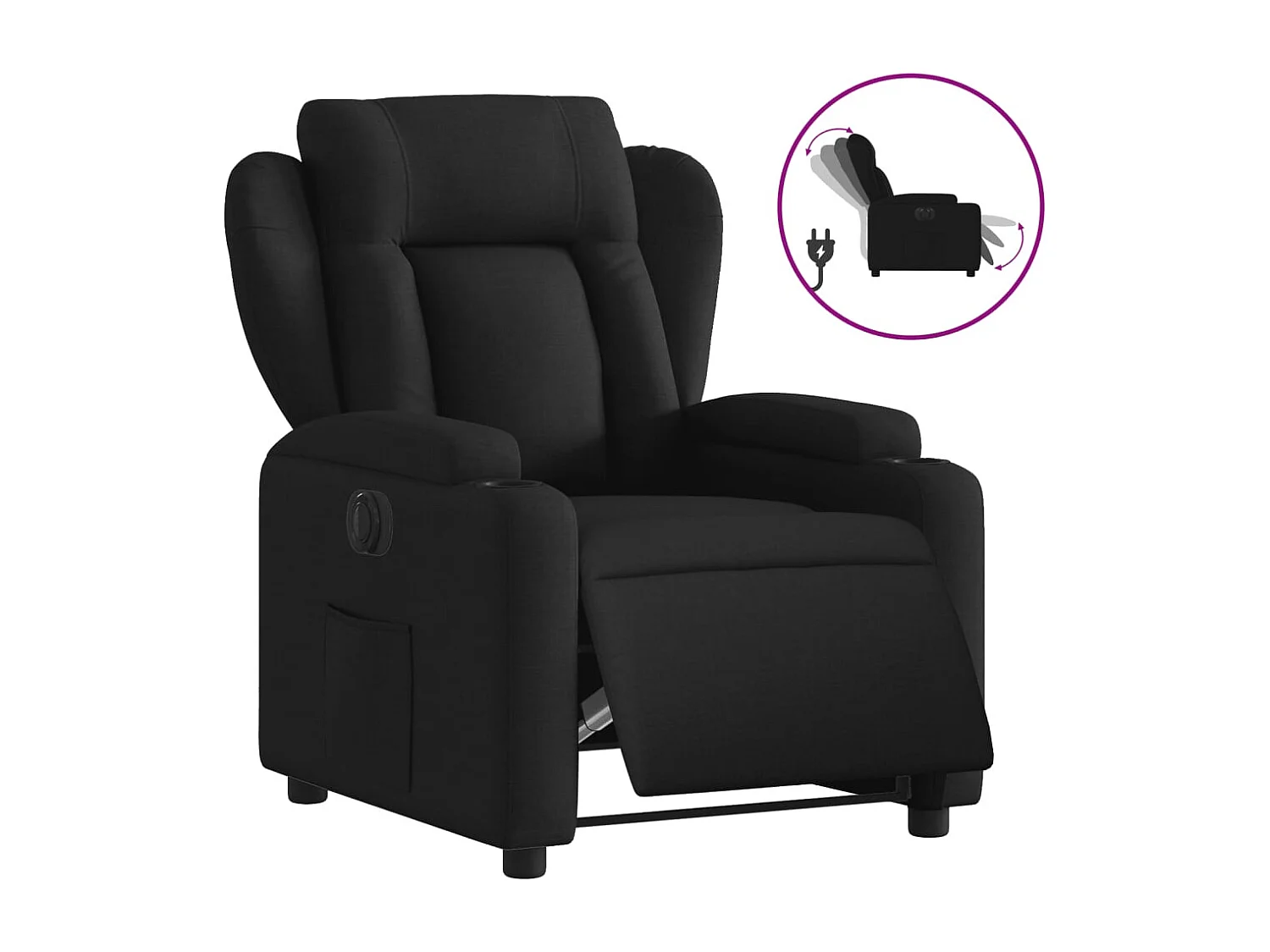 Fauteuil relax TV fonction tissu noire 77 x 94.5 x 100 cm DEC028507