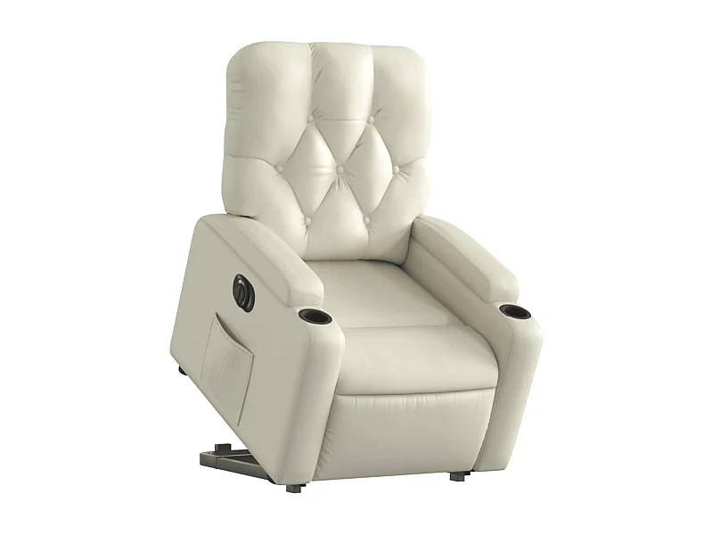 Fauteuil relax TV fonction PVC crème 74 x 86.5 x 93.5 cm DEC028269