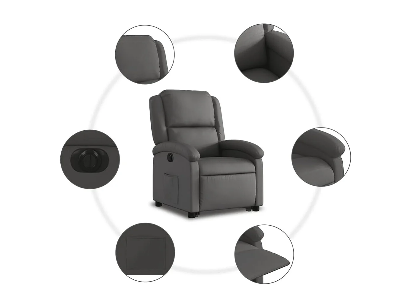 Fauteuil relax TV fonction cuir grise 71 x 86.5 x 99.5 cm DEC028335