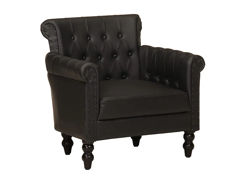 Fauteuil lounge design et cuir noire 77 x 63 x 76 cm DEC028651