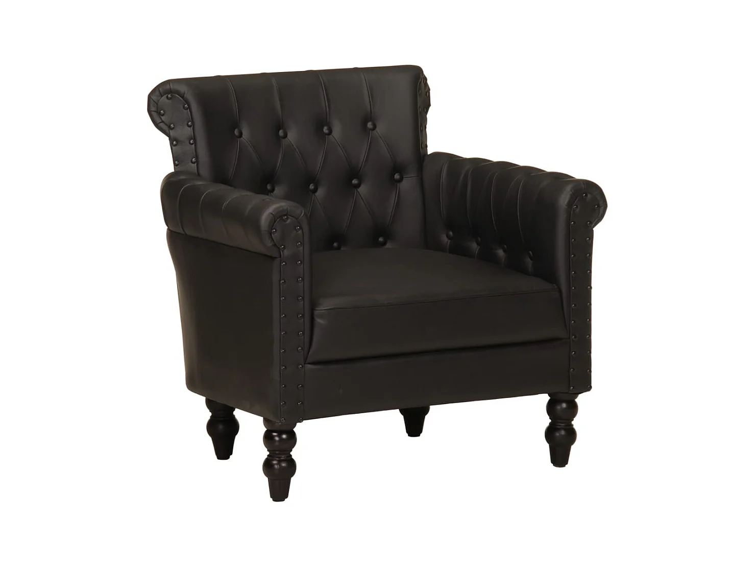 Fauteuil lounge design et cuir noire 77 x 63 x 76 cm DEC028651
