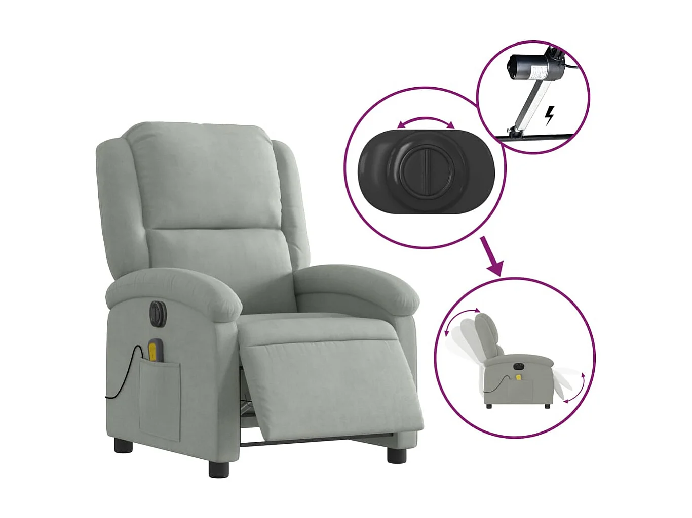 Fauteuil relax TV fauteuil grise 71 x 86.5 x 99.5 cm DEC028299
