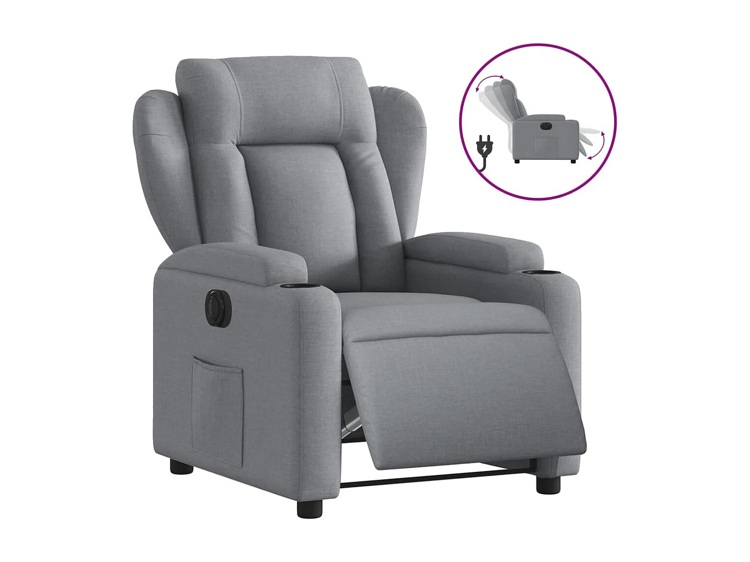 Fauteuil relax TV fonction tissu grise 77 x 94.5 x 100 cm DEC028304