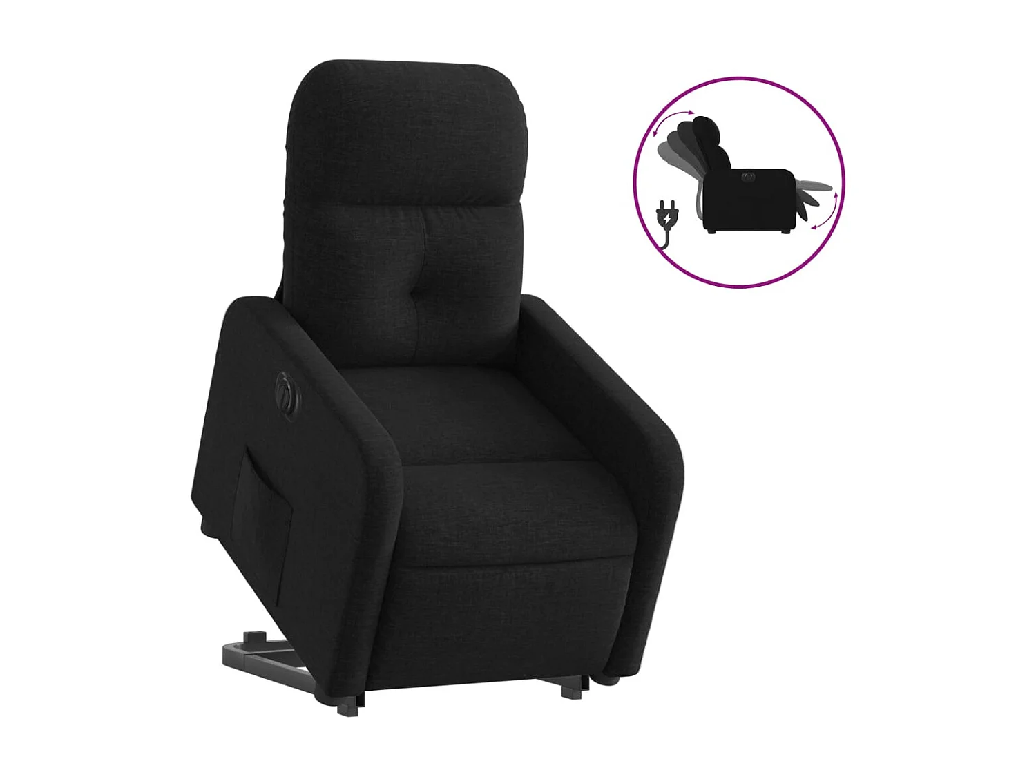 Fauteuil relax TV fonction tissu noire 66 x 89 x 96 cm DEC028489
