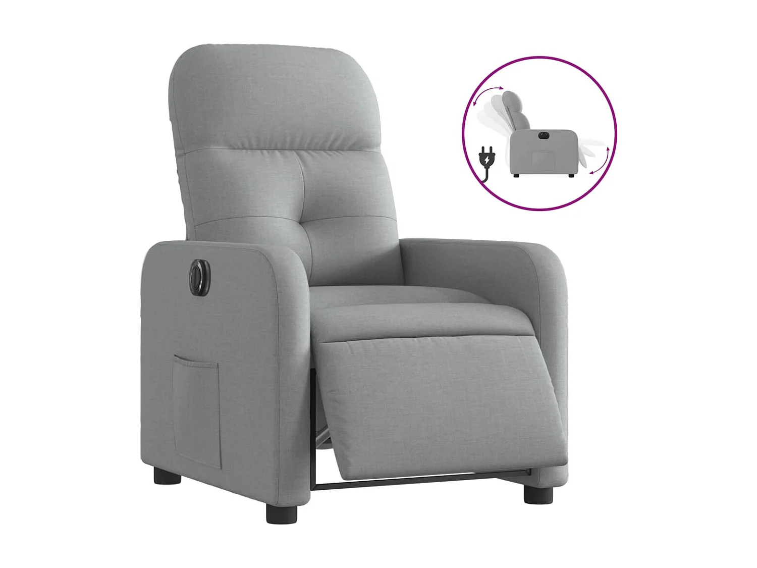 Fauteuil relax TV fonction tissu grise 66 x 89 x 96 cm DEC028328