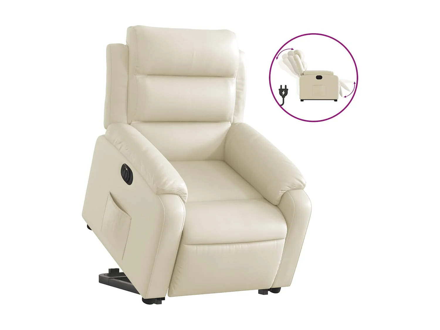 Fauteuil relax TV fonction PVC crème 75 x 92.5 x 100 cm DEC028264