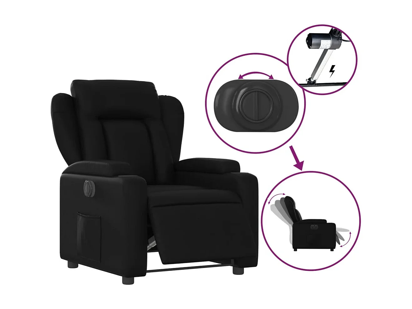 Fauteuil relax TV fonction PVC noire 77 x 94.5 x 100 cm DEC028473