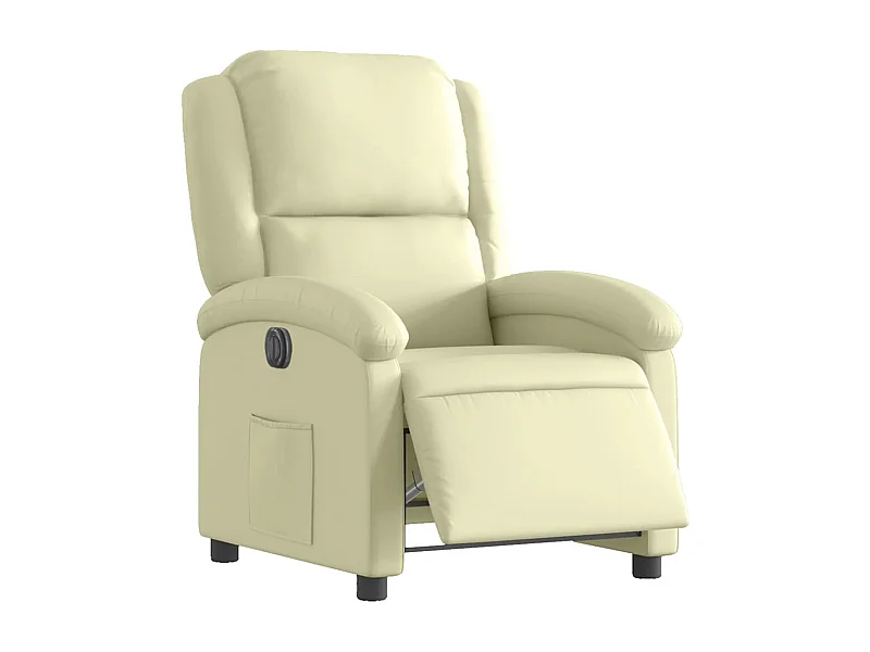 Fauteuil relax TV fonction cuir crème 71 x 86.5 x 99.5 cm DEC028255