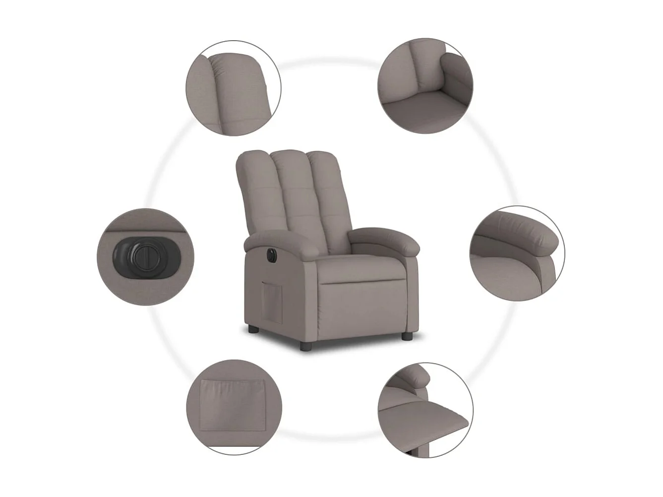 Fauteuil relax TV fonction tissu 70 x 93 x 101 cm DEC028585
