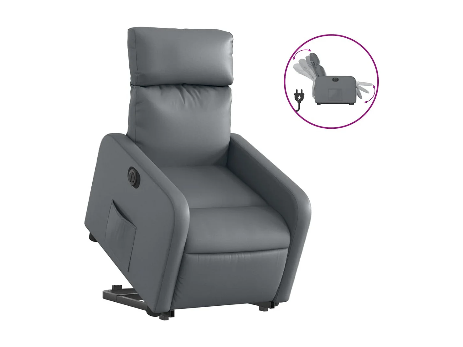 Fauteuil relax TV fonction PVC grise 66 x 89.5 x 95.5 cm DEC028380