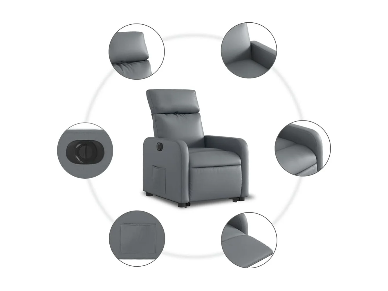 Fauteuil relax TV fonction PVC grise 66 x 89.5 x 95.5 cm DEC028380