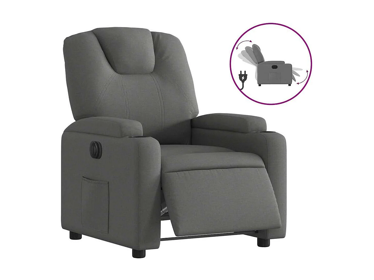 Fauteuil relax TV fauteuil tissu grise 74 x 88 x 97 cm DEC028365