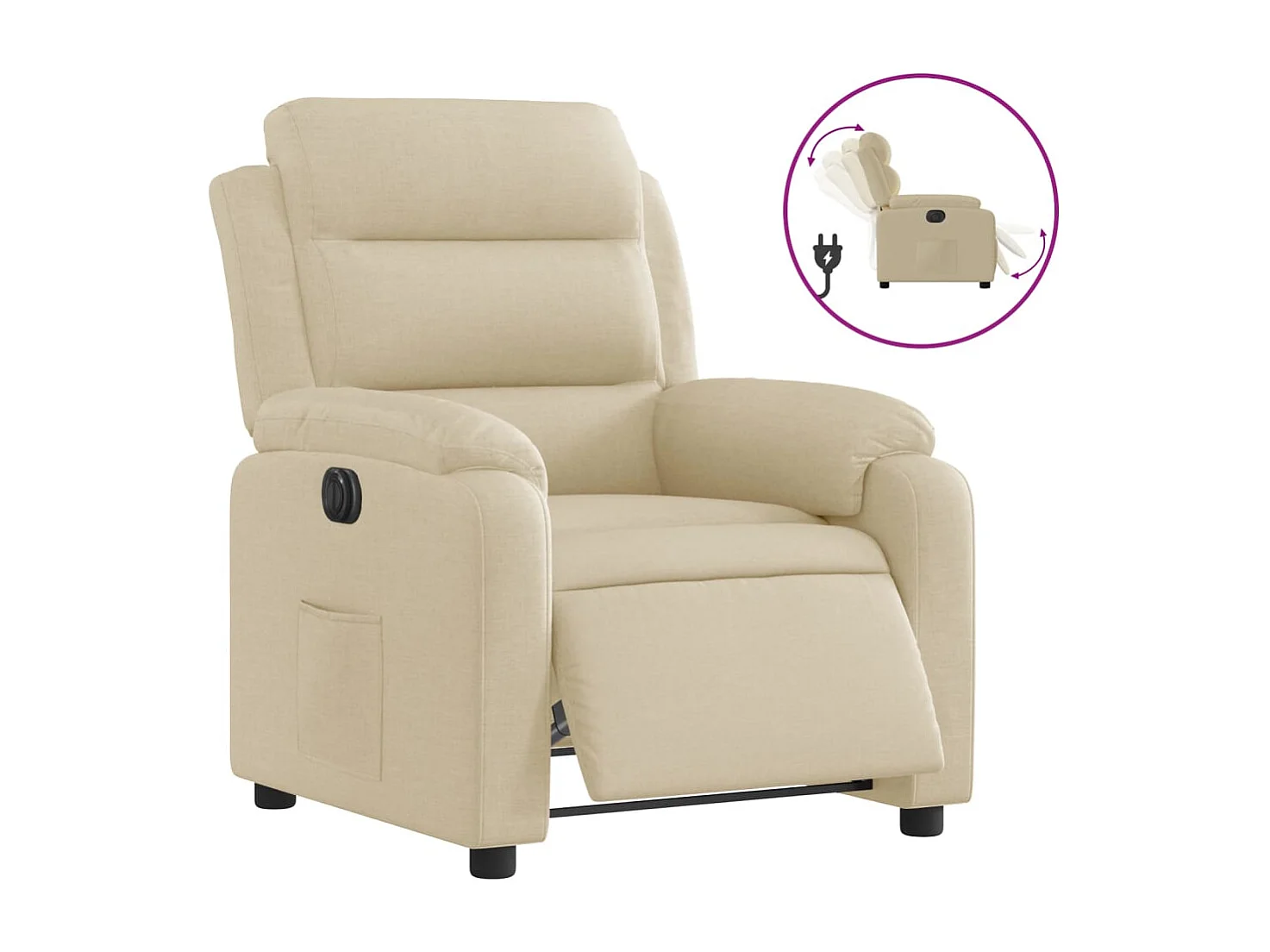 Fauteuil relax TV fonction tissu crème 75 x 92.5 x 100 cm DEC028289