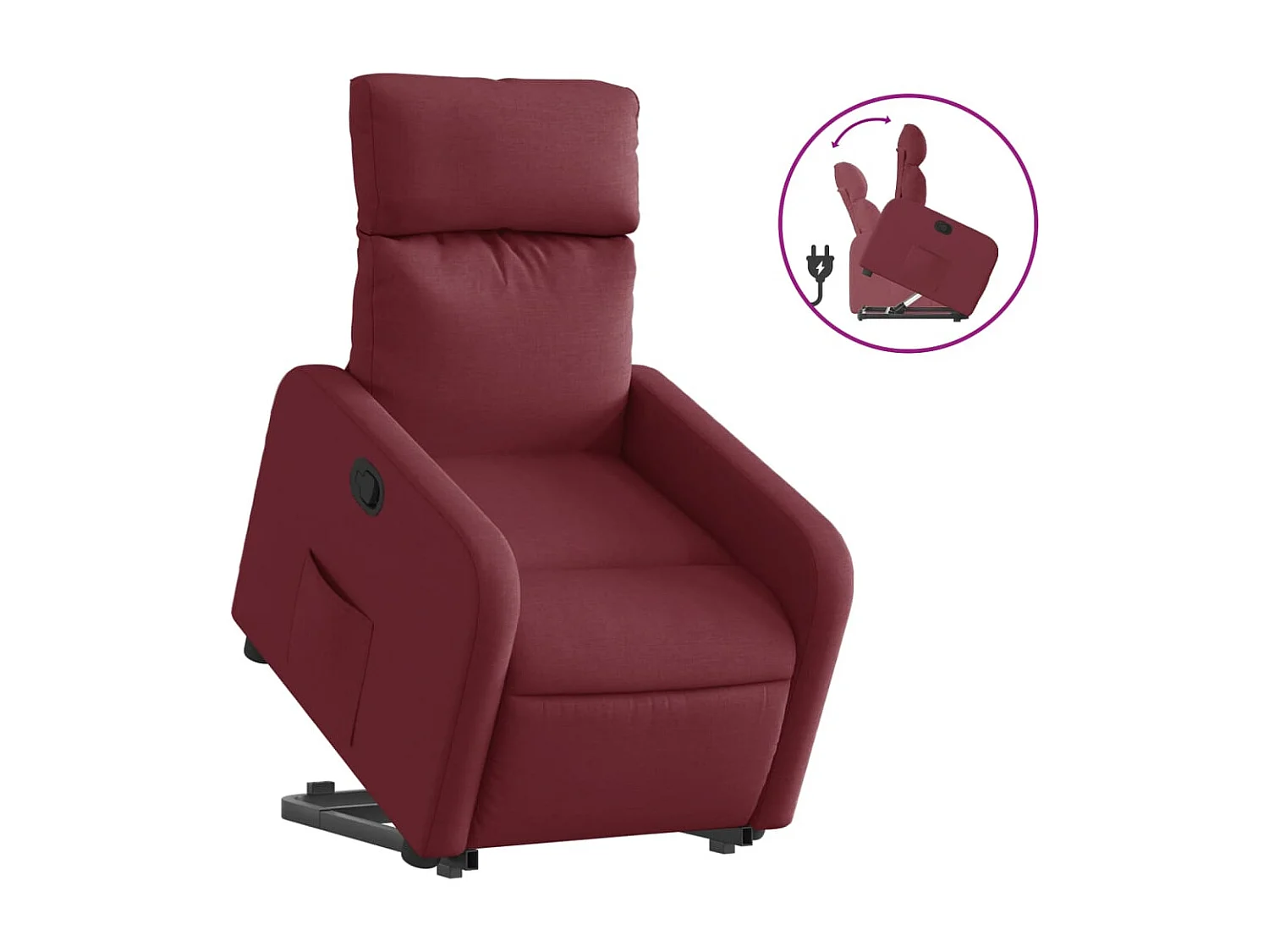 Fauteuil relax TV rembourrage tissu bordeaux 66 x 89.5 x 95.5 cm DEC028163