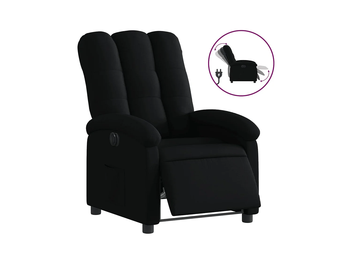 Fauteuil relax TV fonction tissu noire 70 x 93 x 101 cm DEC028490