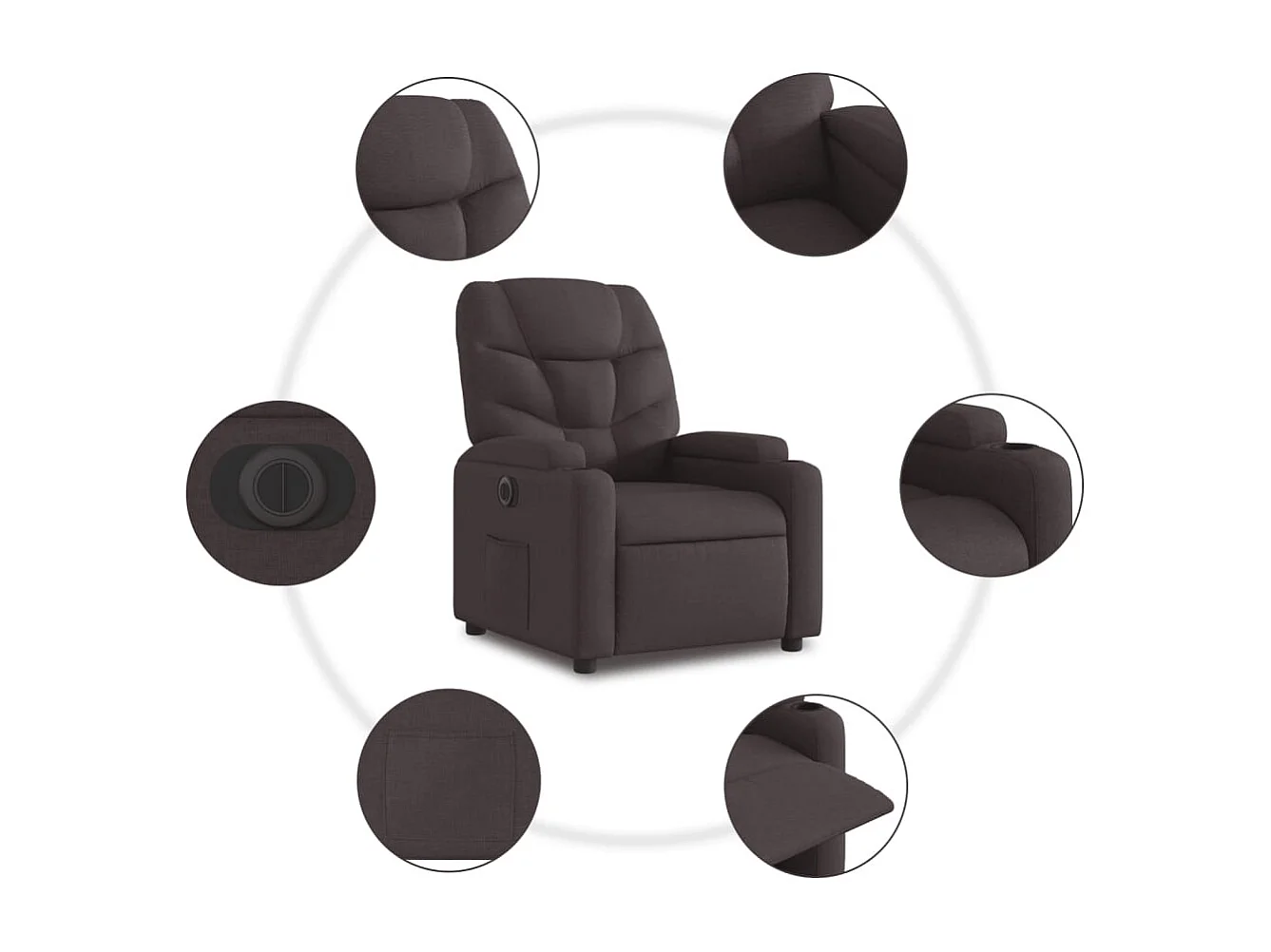 Fauteuil relax TV fonction tissu marron 74 x 89 x 100 cm DEC028410