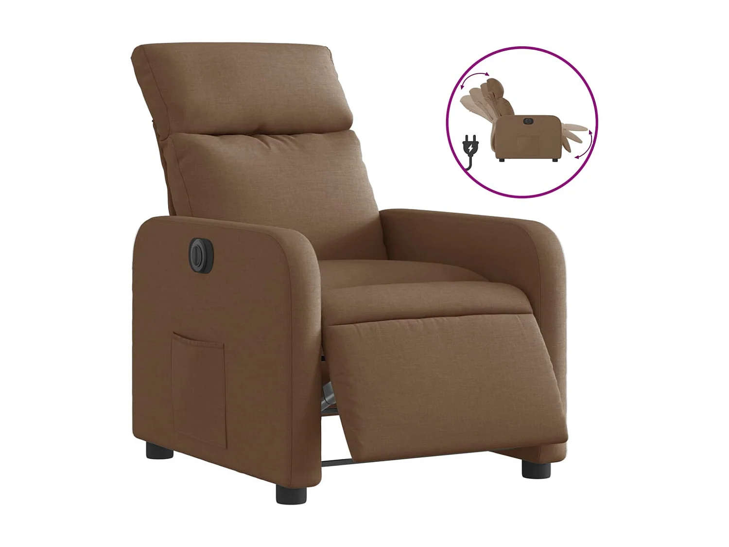 Fauteuil relax TV fonction tissu marron 66 x 89.5 x 95.5 cm DEC028454