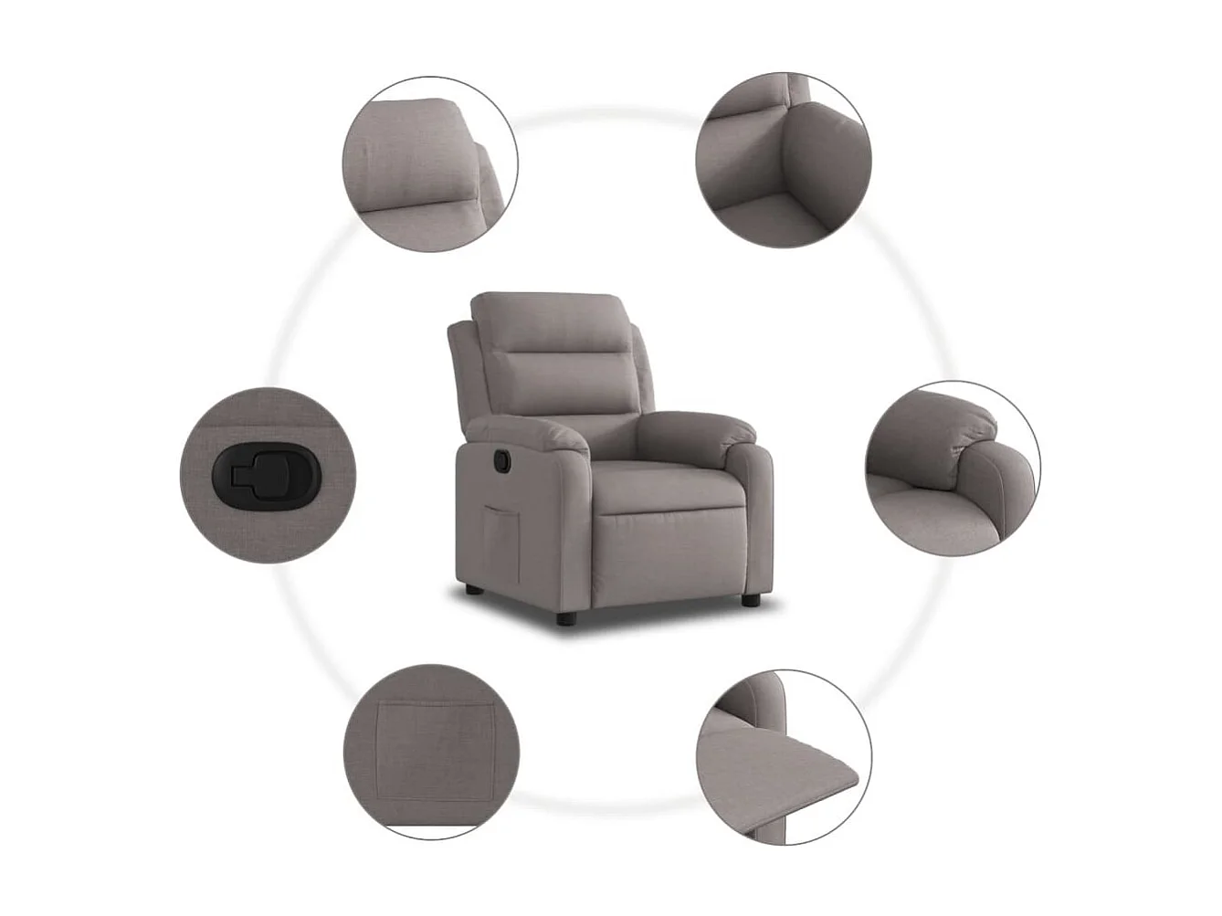Fauteuil relax TV rembourrage tissu 75 x 92.5 x 100 cm DEC028183
