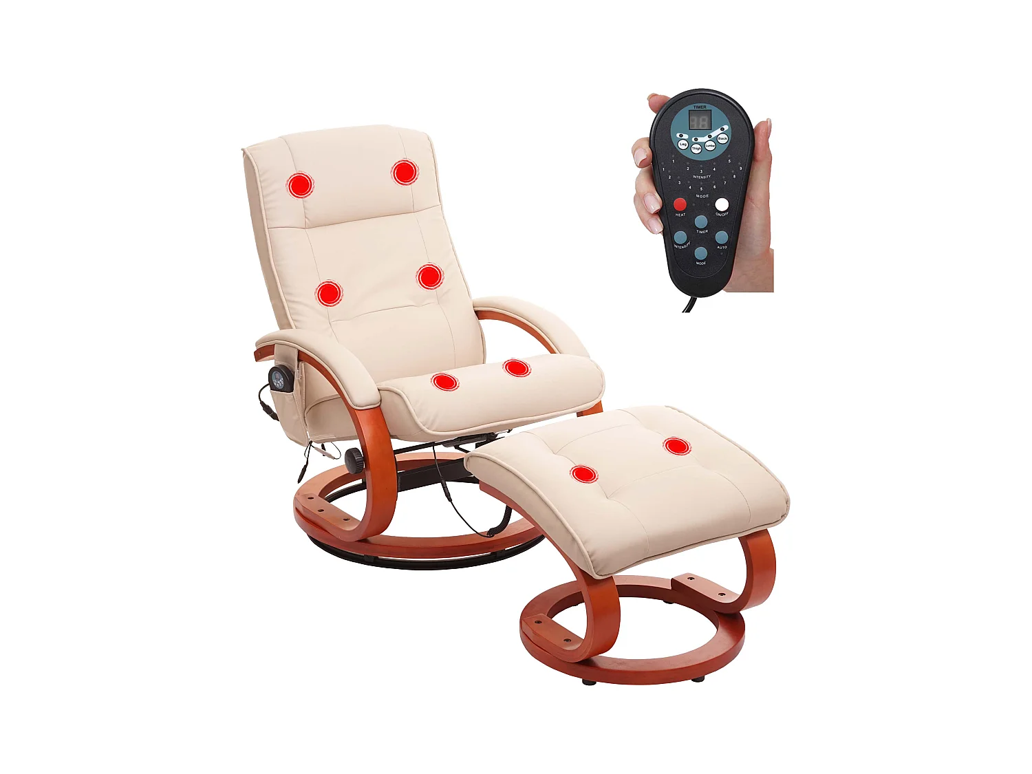 Fauteuil TV pivotant avec PVC blanche 68 x 61 x 77 cm 04_0006870