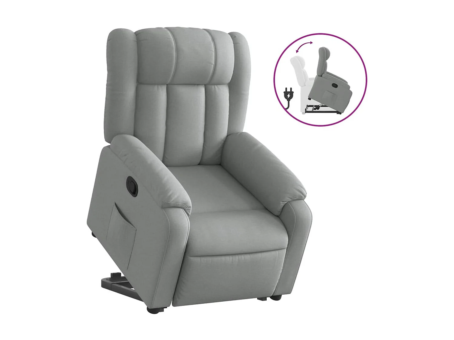 Fauteuil relax TV rembourrage tissu grise 78 x 92 x 98 cm DEC027910