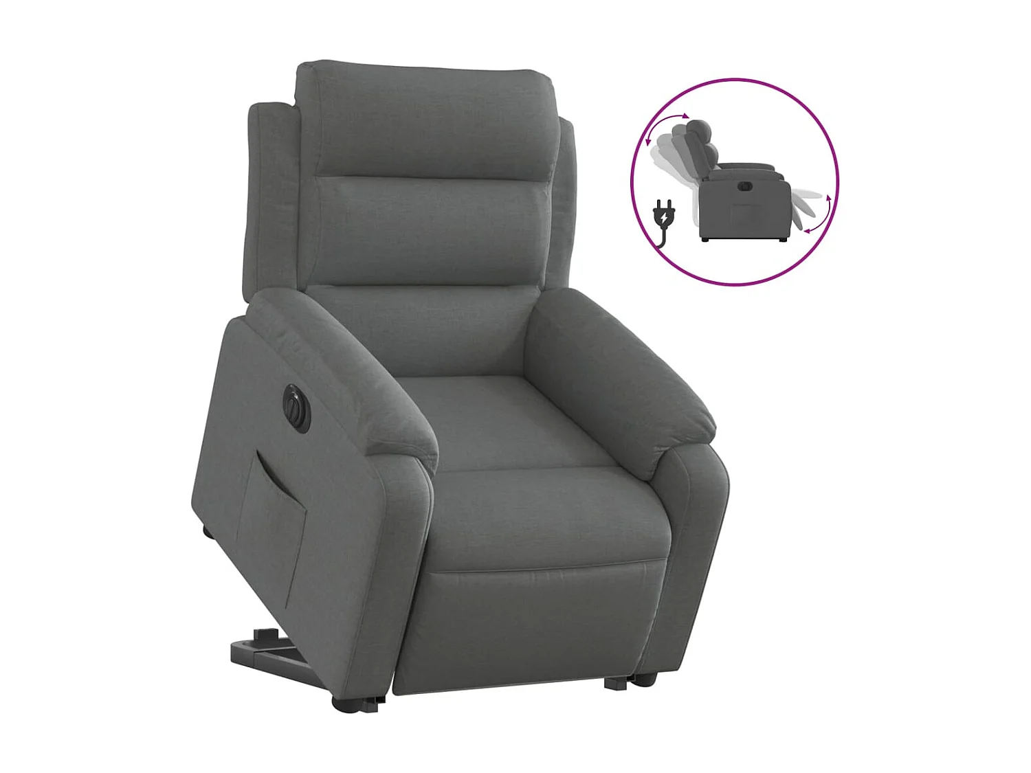 Fauteuil relax TV fonction tissu grise 75 x 92.5 x 100 cm DEC028364
