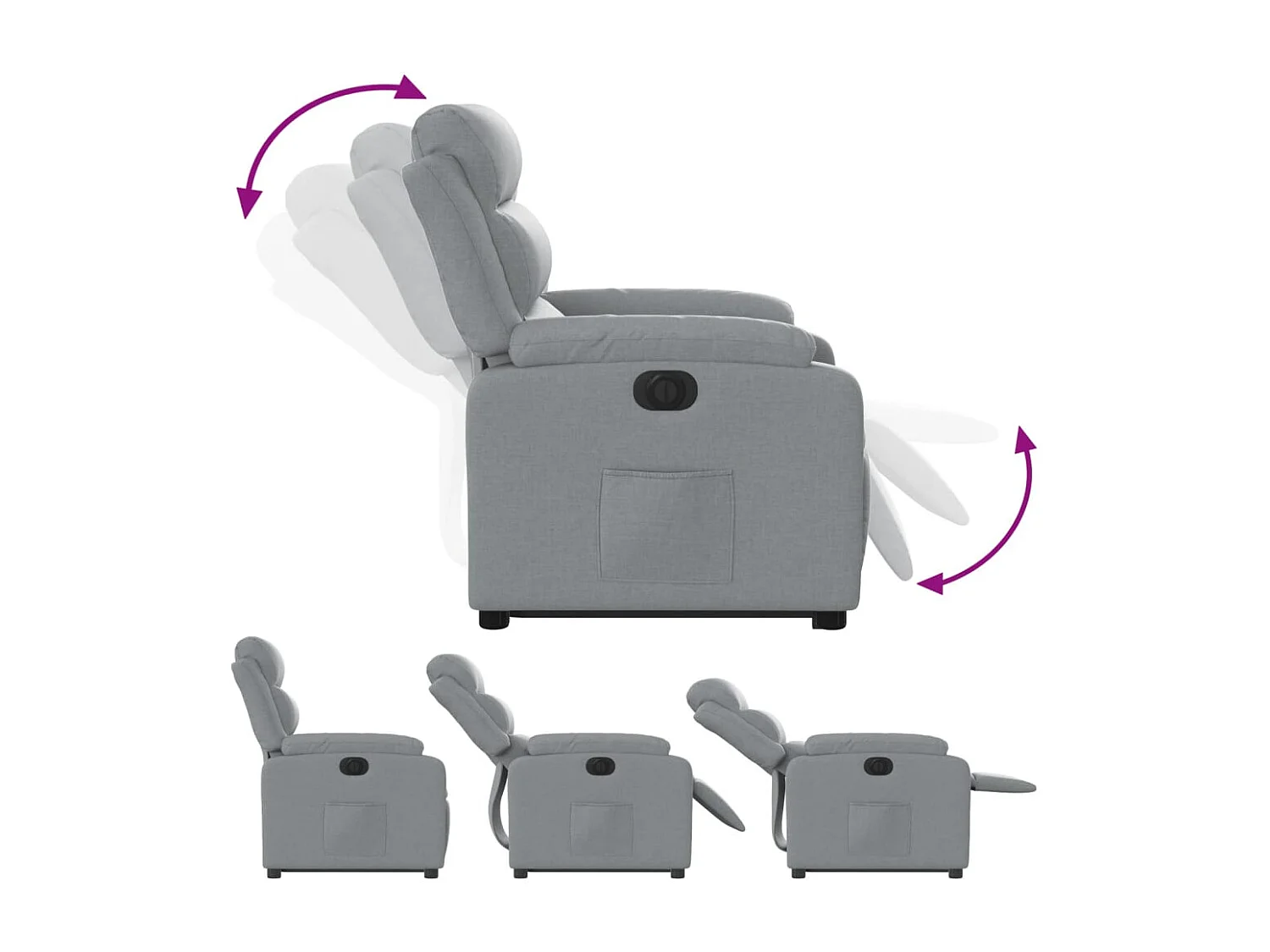 Fauteuil relax TV fonction tissu grise 75 x 92.5 x 100 cm DEC028320