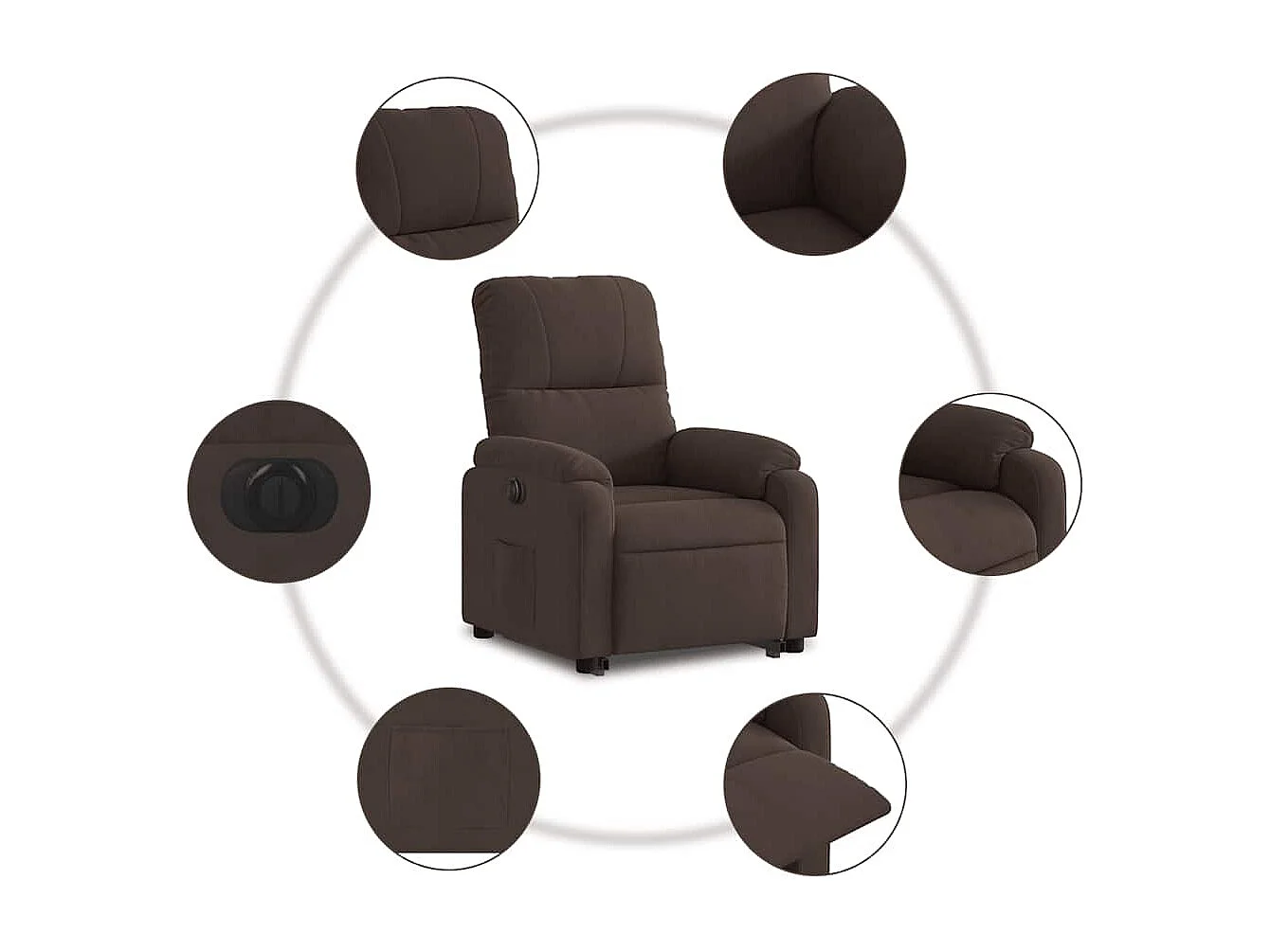 Fauteuil relax TV fonction tissu marron 75 x 89.5 x 103.5 cm DEC028457