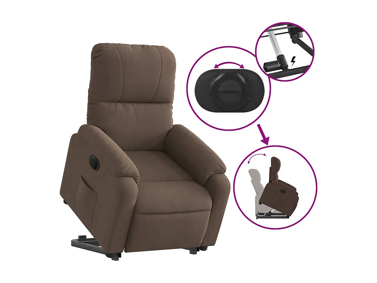 Fauteuil relax TV fonction tissu marron 75 x 89.5 x 103.5 cm DEC028457