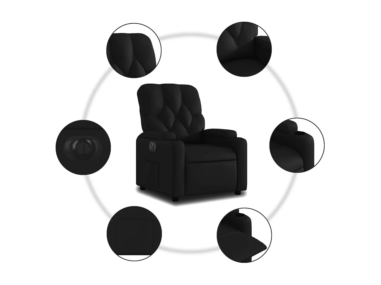 Fauteuil relax TV fonction PVC noire 74 x 86.5 x 93.5 cm DEC028477