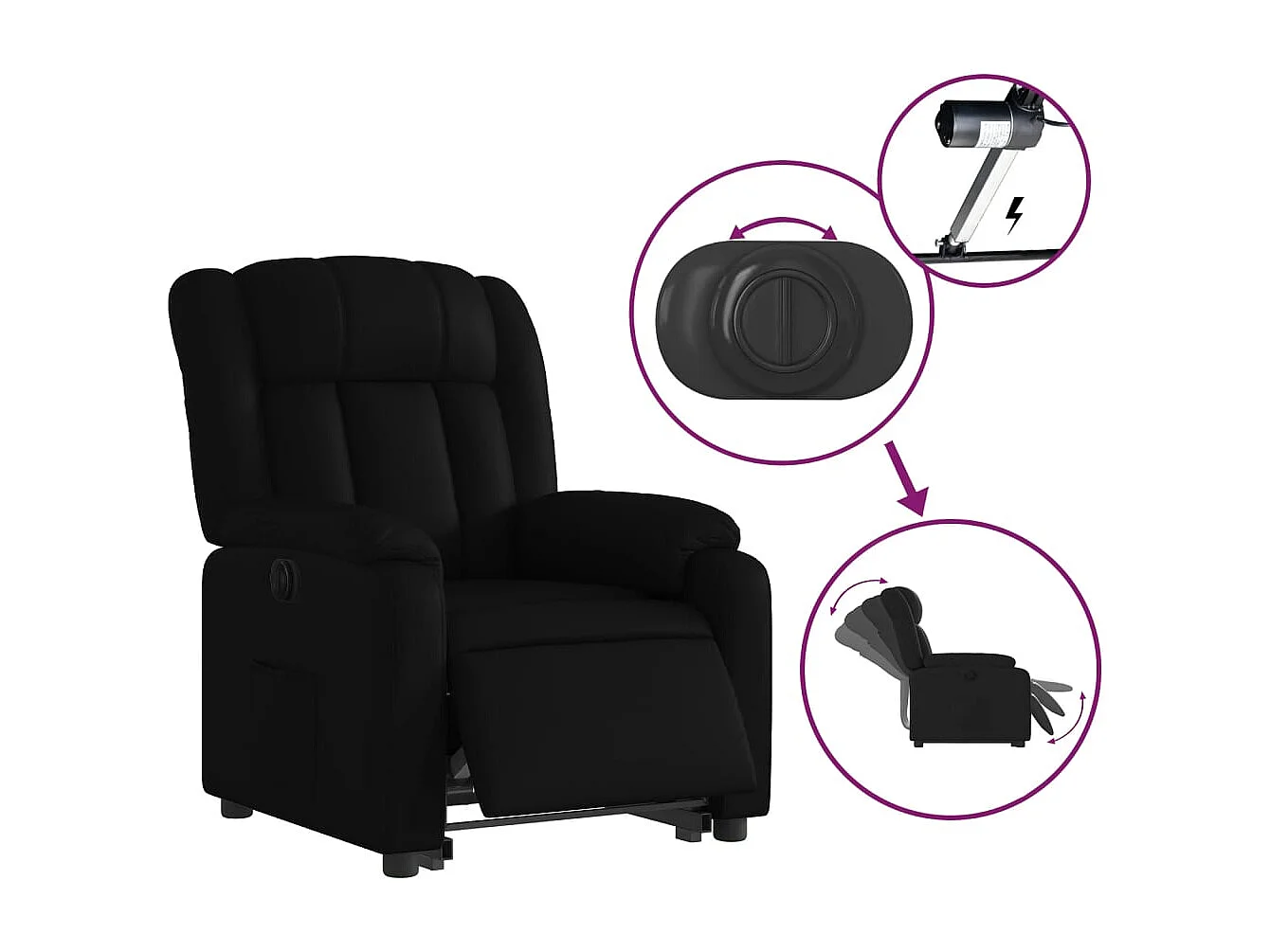 Fauteuil relax TV fonction PVC noire 78 x 92 x 98 cm DEC028481
