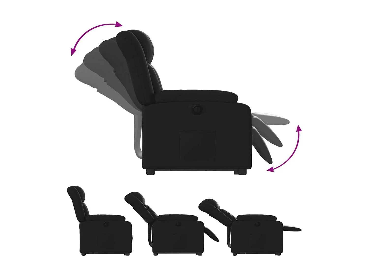 Fauteuil relax TV fonction PVC noire 78 x 92 x 98 cm DEC028481