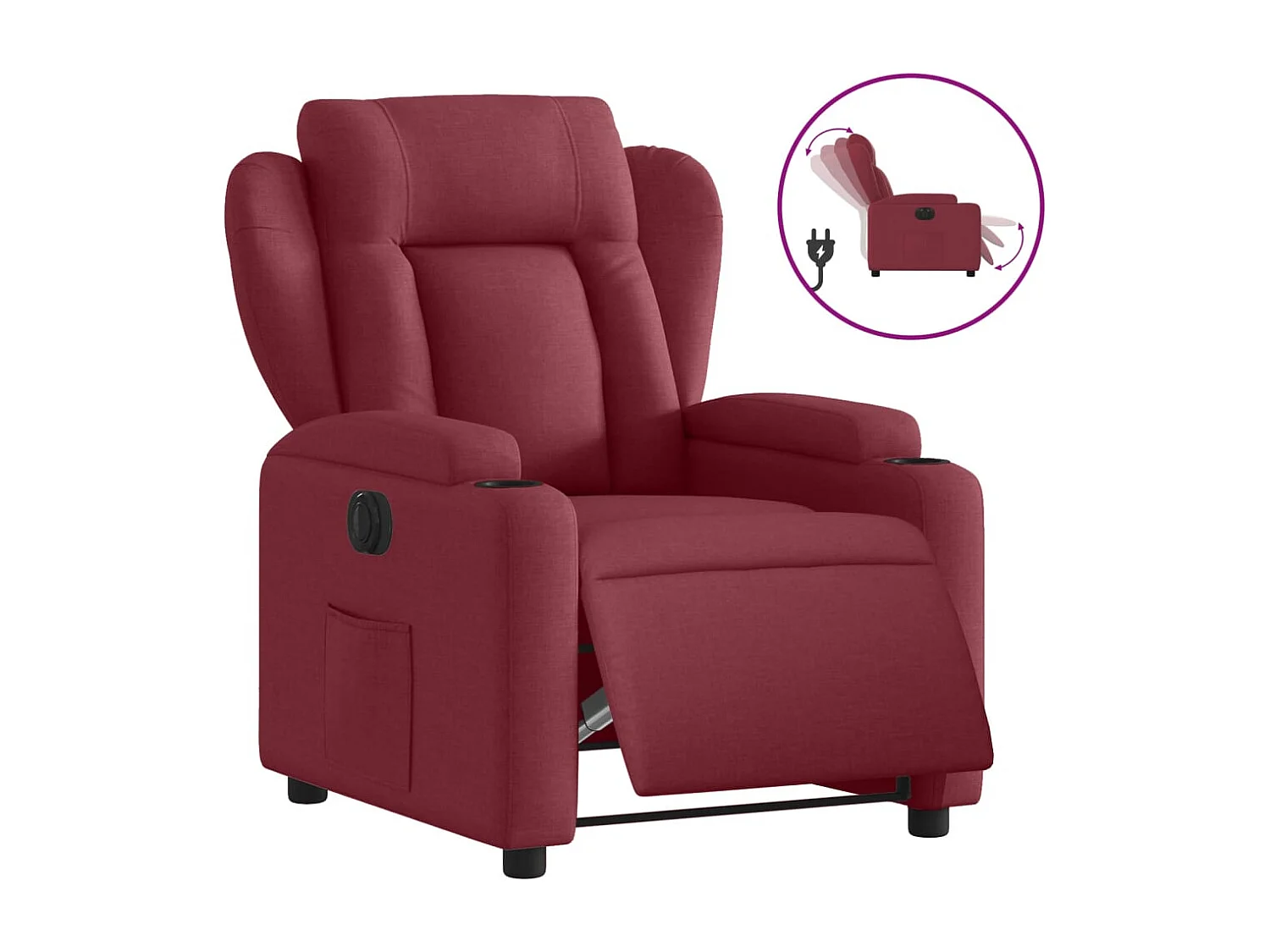 Fauteuil relax TV fonction tissu bordeaux 77 x 94.5 x 100 cm DEC028538