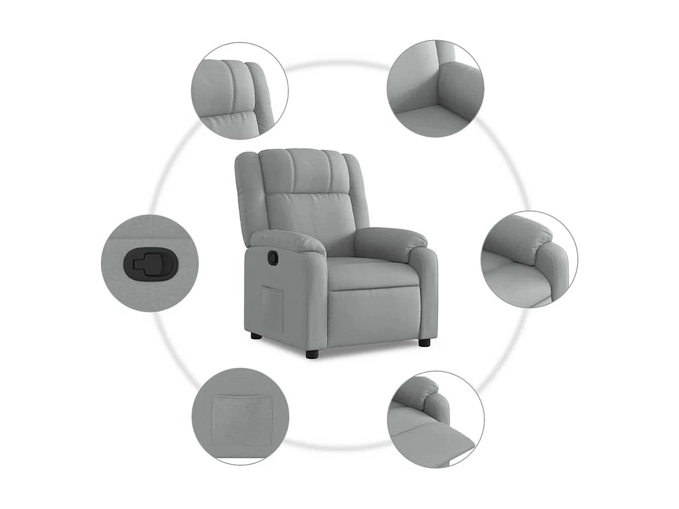 Fauteuil relax TV rembourrage tissu grise 77 x 95 x 99 cm DEC027897