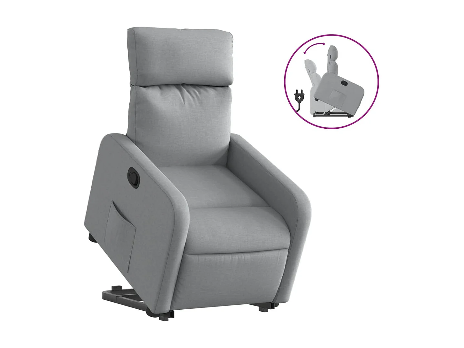 Fauteuil relax TV rembourrage tissu grise 66 x 89.5 x 95.5 cm DEC027911
