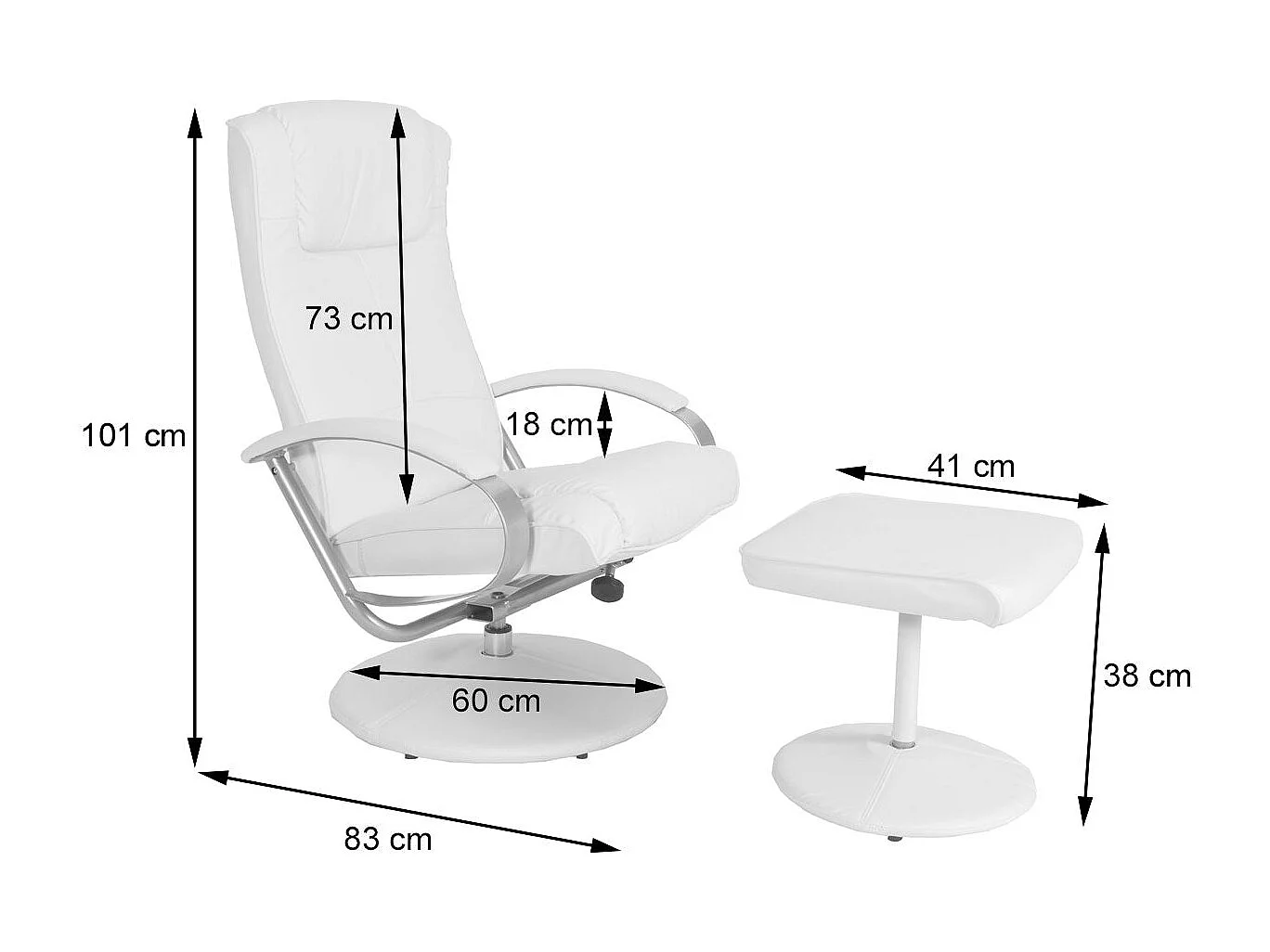 Fauteuil tv relaxation avec PVC blanche 70 x 43 x 80 cm 04_0006894