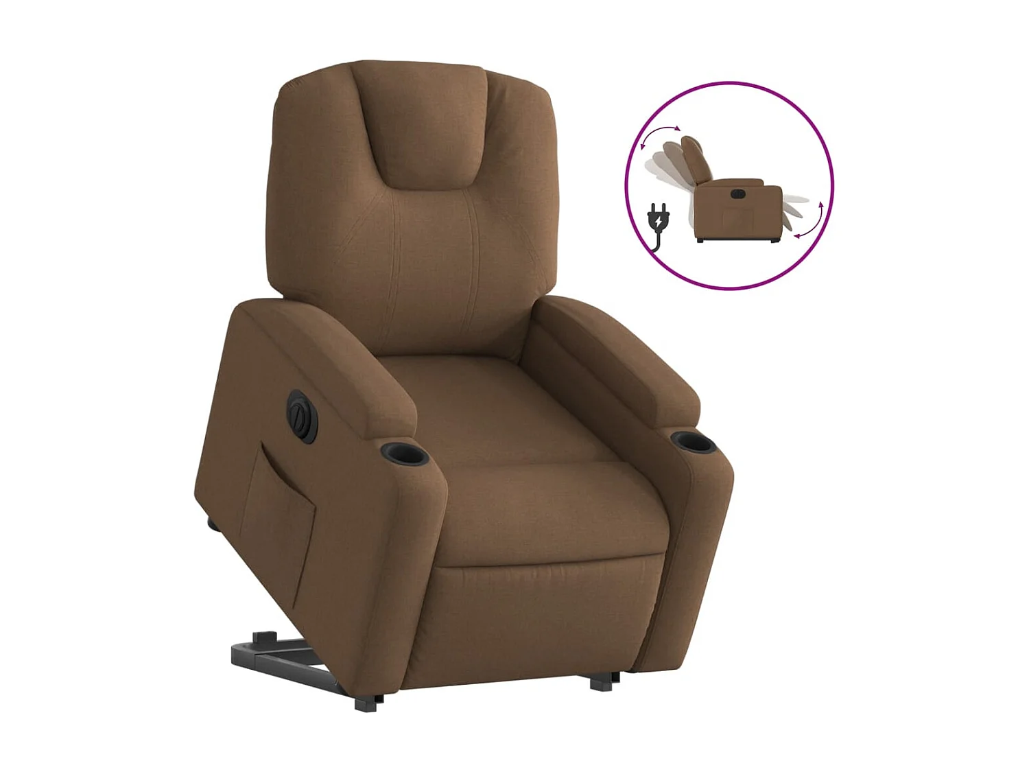 Fauteuil relax TV fonction tissu marron 74 x 88 x 97 cm DEC028437
