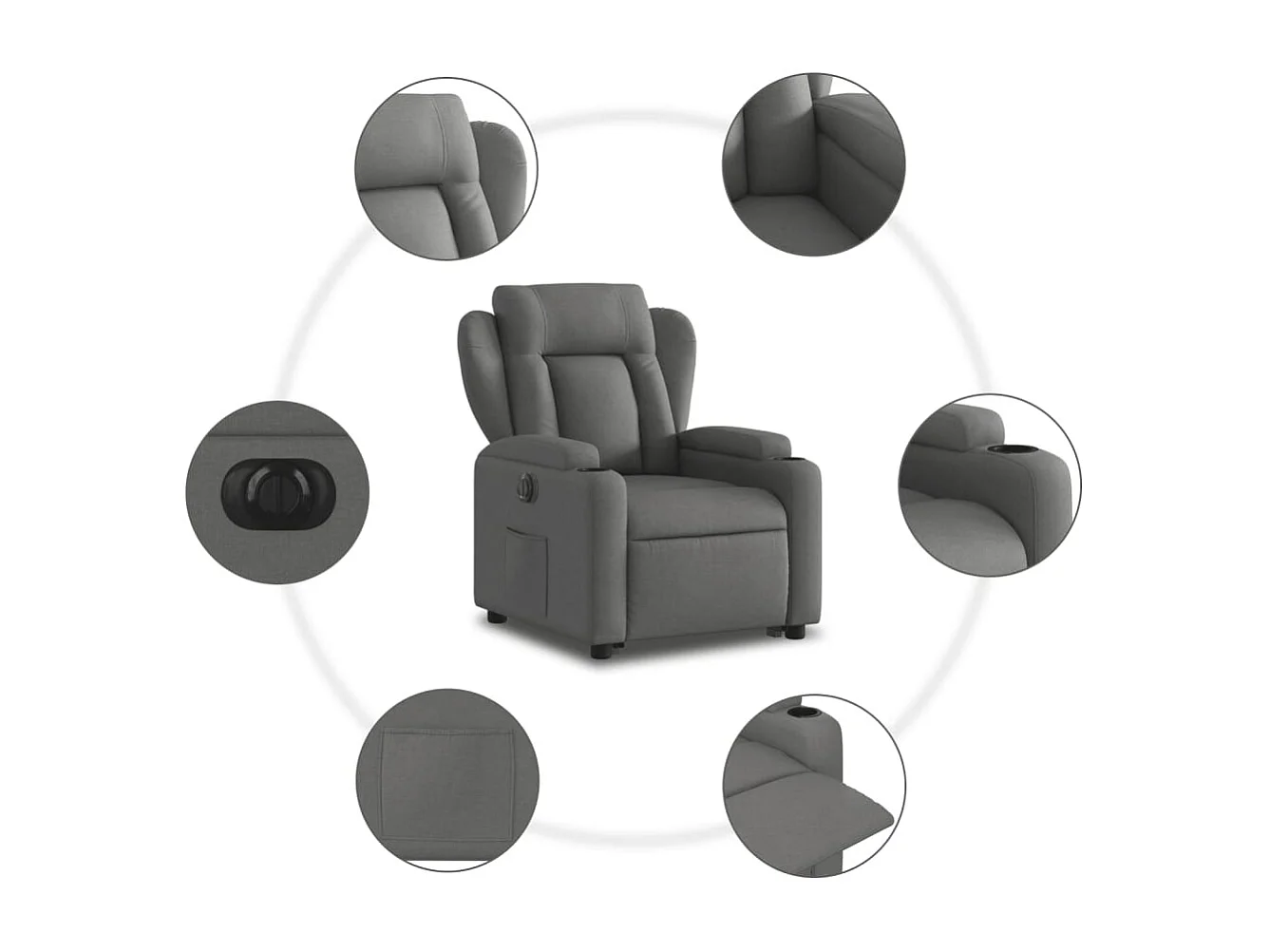 Fauteuil relax TV fonction tissu grise 77 x 94.5 x 100 cm DEC028351