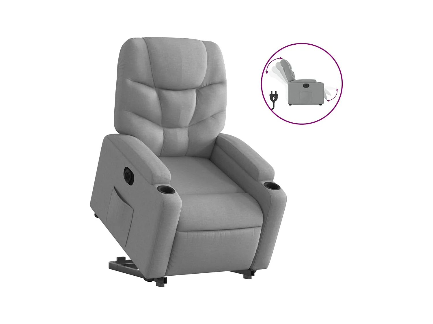 Fauteuil relax TV fonction tissu grise 74 x 89 x 100 cm DEC028317