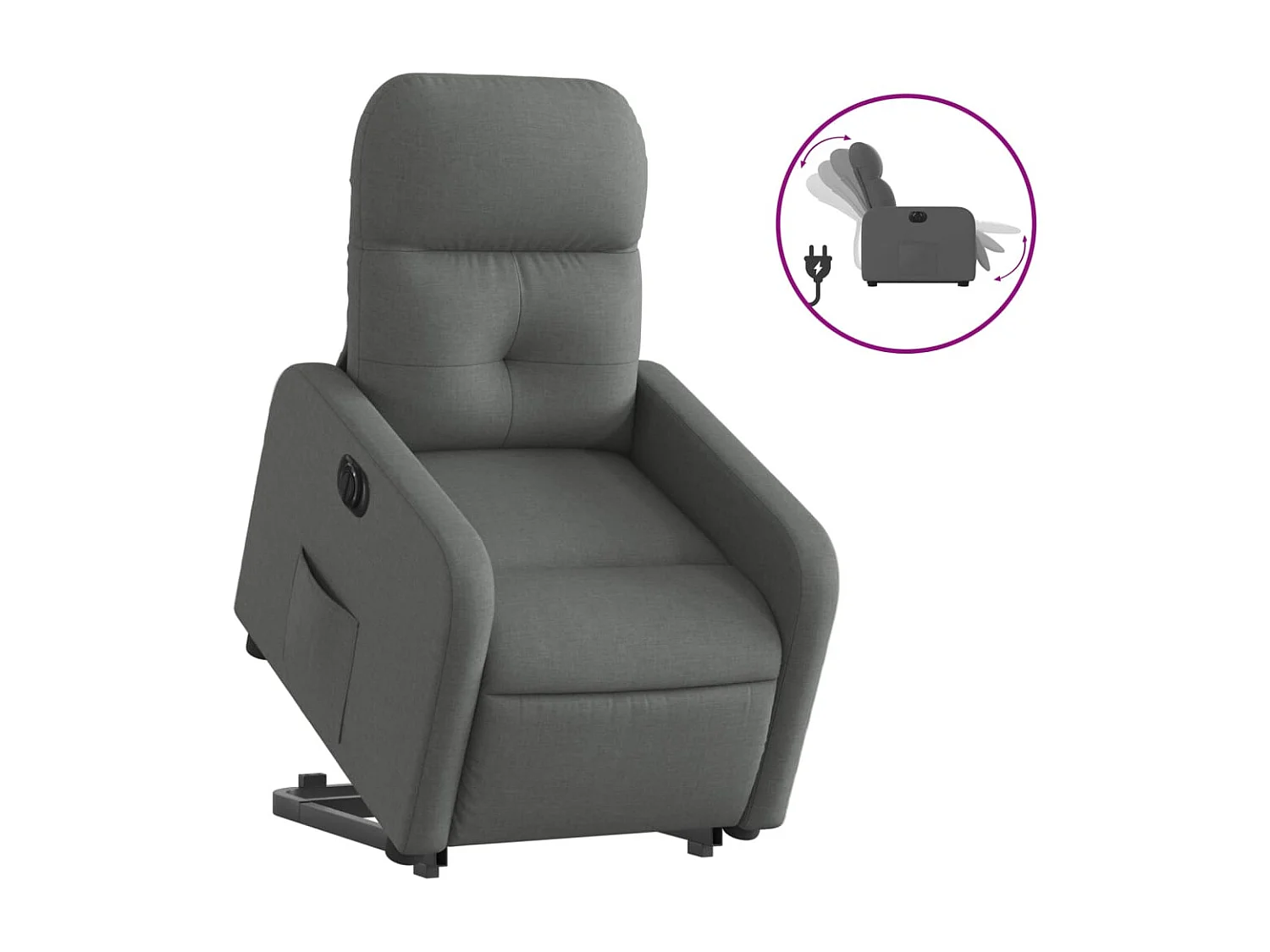 Fauteuil relax TV fonction tissu grise 66 x 89 x 96 cm DEC028349