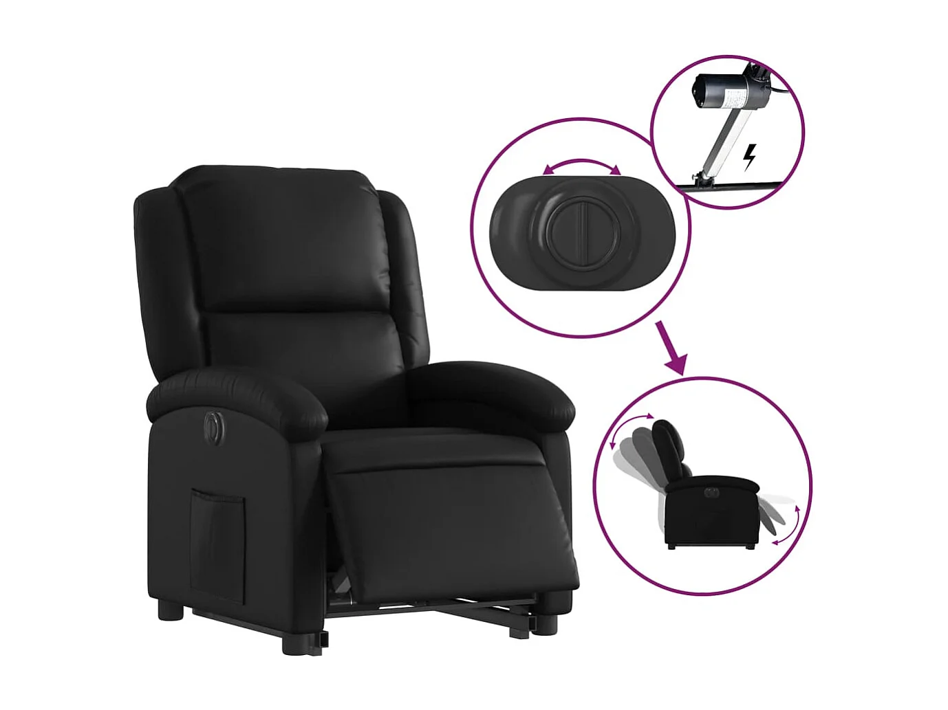 Fauteuil relax TV fonction PVC noire 71 x 86.5 x 99.5 cm DEC028478