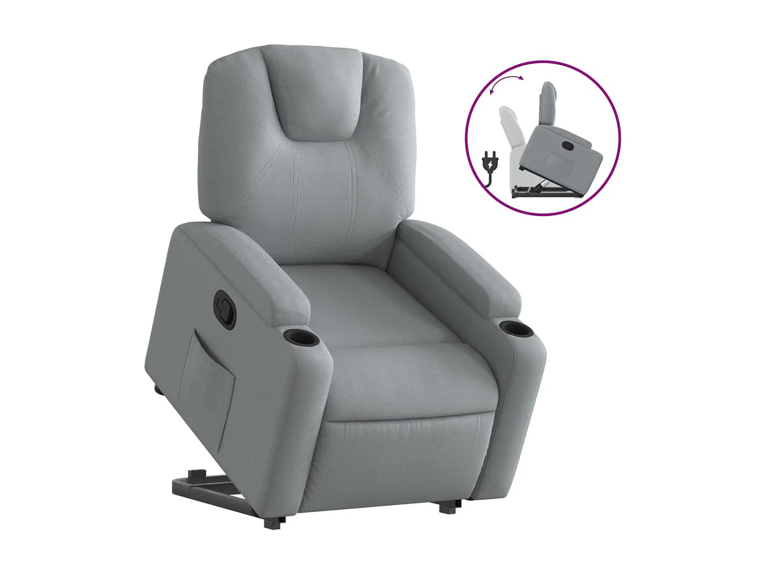 Fauteuil relax TV rembourrage tissu grise 74 x 88 x 97 cm DEC027889