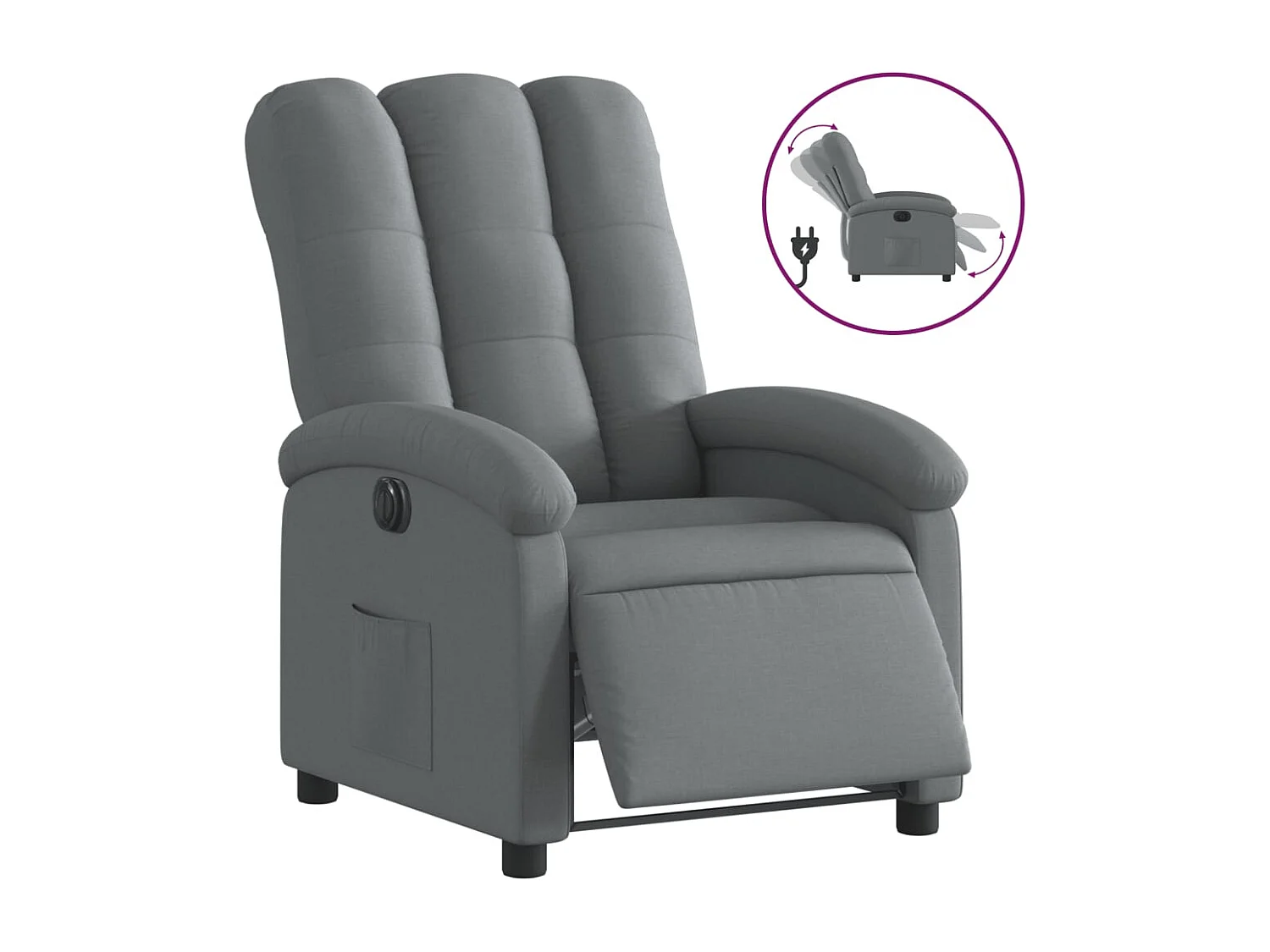 Fauteuil relax TV fonction tissu grise 70 x 93 x 101 cm DEC028358